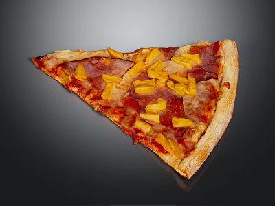Fresh Pizza Slice Topped with Ham Pineapple Melted Cheese and Crispy Crust 3d model