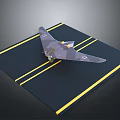 3D Model of Aerospace Aircraft on Black Launch Pad with Yellow Lines