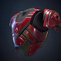 Red Black Weapon Armor Featuring Metallic Texture Shoulder Plates And Triangular Emblem 3d model