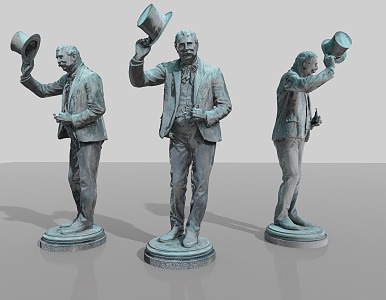 European-style male musician sculpture 3d model