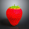Fresh Red Strawberry with Green Leafy Top and Shiny Textured Surface