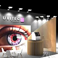 UVITEC Exhibition Booth Design With Wooden Partition Reception Desk And Eye