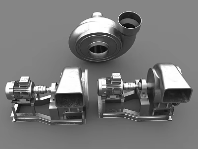 Industrial Metal Pump Equipment With Motor Units And Mechanical Casing Components 3d model