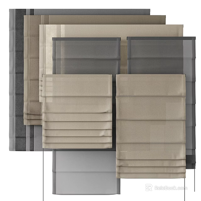 Roman Shades In Various Neutral Colors For Decoration 3d model 