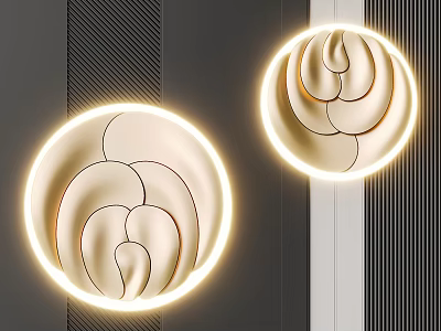 Modern Illuminated Round Wall Decor With Sculptural Circular Design And Lighted Edge 3d model