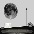 Moon Projection Lamp Illuminating Cozy Room With Open Book And Floor Lamp