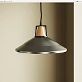 Modern Gray Pendant Light With Wooden Accent In Interior Room Corner