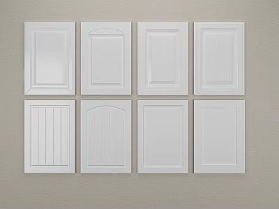 White Cabinet Door Panels With Various Designs For Kitchen Renovation Projects 3d model
