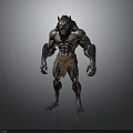 Muscular Furry Werewolf Mythical Creature Standing With Fierce Expression And Tattered Loincloth