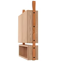 Wooden Storage Cabinet Shelf With Leather Straps Natural Wood Grain And Open Shelf Design