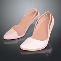 Light Beige Woven Slingback Shoes With Pointed Toe And Slim Heel Design