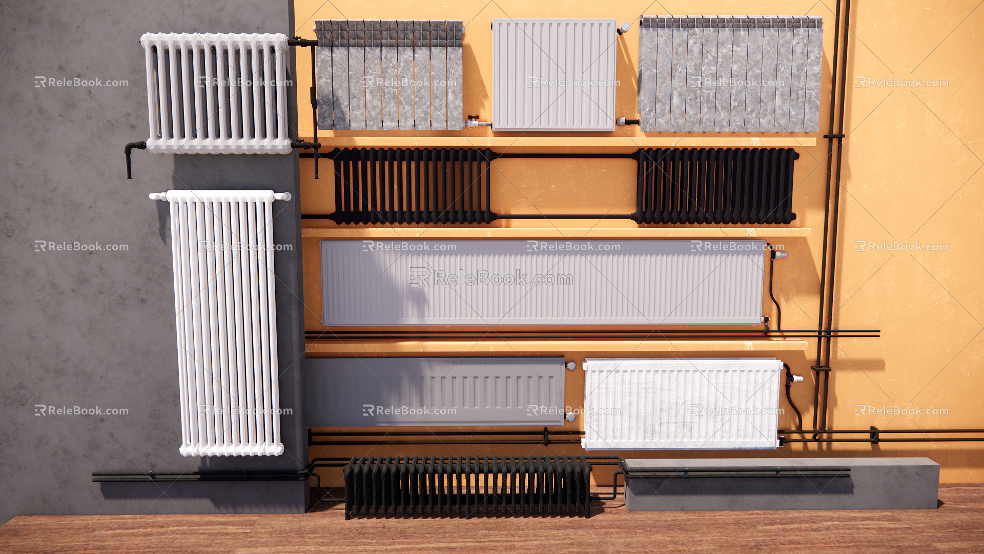 Modern radiator wall-mounted vertical radiator 3d model