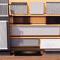 Various Style Radiators in Different Colors Displayed on Colored Interior Walls