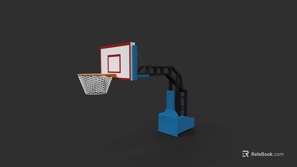 Outdoor Basketball Hoop Sports Equipment With Red Backboard And Blue Stand 3d model 