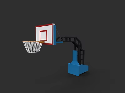 Outdoor Basketball Hoop Sports Equipment With Red Backboard And Blue Stand 3d model