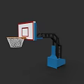 Outdoor Basketball Hoop Sports Equipment With Red Backboard And Blue Stand