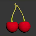 Fresh Ripe Cherries With Red Juicy Fruits And Yellow Stems On Dark Background