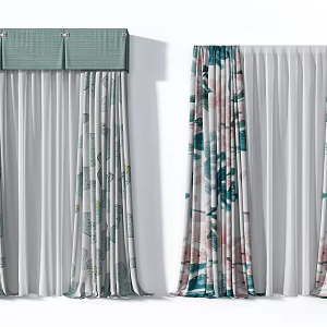 Nordic Fresh and Elegant Vegetable Pattern Curtain 3d model