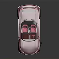 Shiny Fuchsia Convertible Car with Pink Interior and Black Sporty Wheels