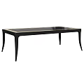 Contemporary Luxury Dining Table With Glass Top Gold Accents And Black Metal Legs