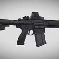 Black Tactical Rifle with Scope Magazine and Modern Military Design