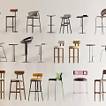 Various Modern Bar Stools with Different Designs Colors and Materials for Home Use 3d model