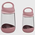 Two Pink Transparent Water Bottles With Handle Design For Daily Use
