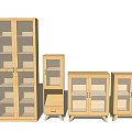Modern Wooden Storage Cabinets With Glass Doors Drawer And Different Sizes Design