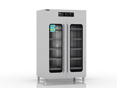 Silver Double Door Kitchen Appliance With Glass Doors Control Panel And Multiple Shelves 3d model