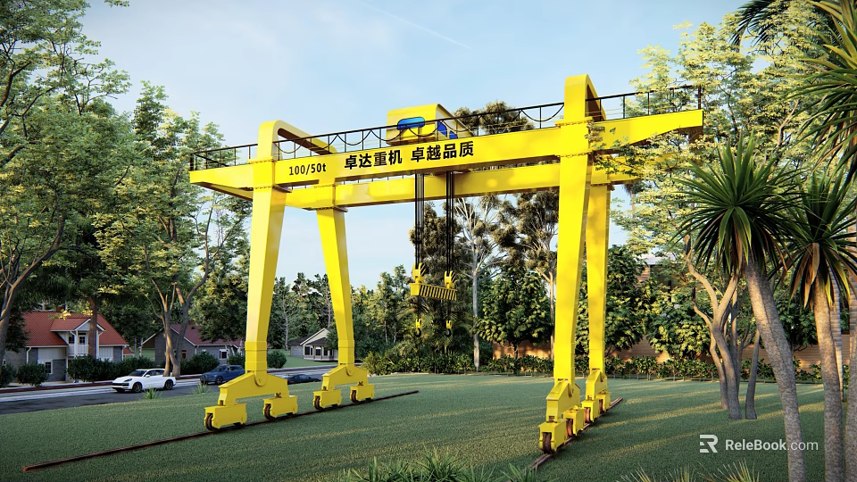 Industrial Gantry Crane with 32T 5T Capacity Excellent Quality Outdoor Green Trees Setting 3d model 
