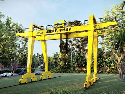 Industrial Gantry Crane with 32T 5T Capacity Excellent Quality Outdoor Green Trees Setting 3d model