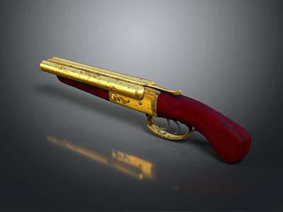 Modern Gun Pistol Antique Pistol Gold Pistol Vintage Pistol 3d model