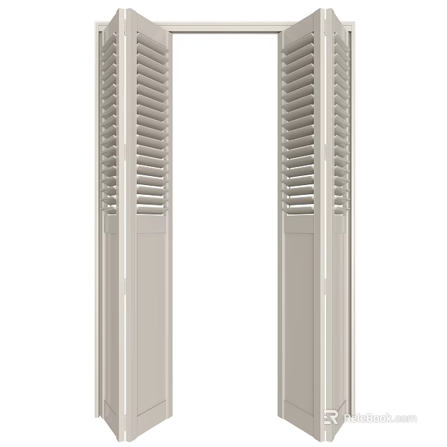 Light Colored Folding Doors With Louvered Design 3d model 