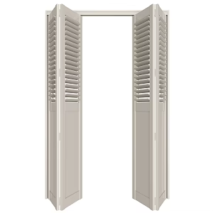 Solid wood shutter flat folding door white wooden door partition screen 3d model