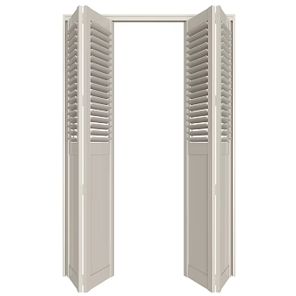 Solid wood shutter flat folding door white wooden door partition screen 3d model