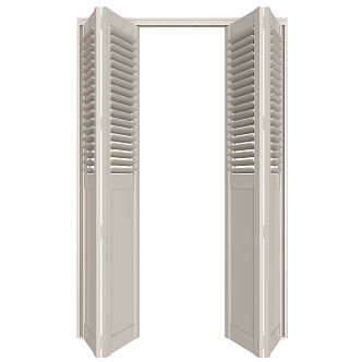 Solid wood shutter flat folding door white wooden door partition screen 3d model