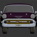 Purple Classic Car With Streamlined Body Chrome Accents And Red Interior