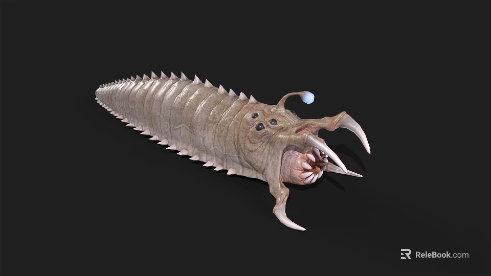 Prehistoric Armored Creature with Spiked Exoskeleton Large Eyes and Sharp Claws 3d model 