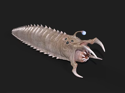 Prehistoric Armored Creature with Spiked Exoskeleton Large Eyes and Sharp Claws 3d model