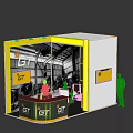 Exhibition Booth Furniture With Yellow White Reception Counter And Chairs