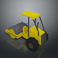 Yellow Road Roller Functional Vehicle With Yellow Canopy Large Roller Drum And Black Wheels