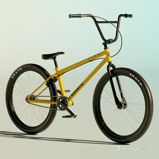 Yellow BMX Bike With Black Handlebars And Thick Black Tires Design 3d model 