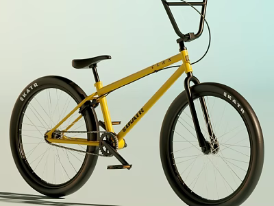 Yellow BMX Bike With Black Handlebars And Thick Black Tires Design 3d model