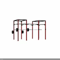 Gym Sports Equipment Power Rack With Red Frame And Black Weight Plates