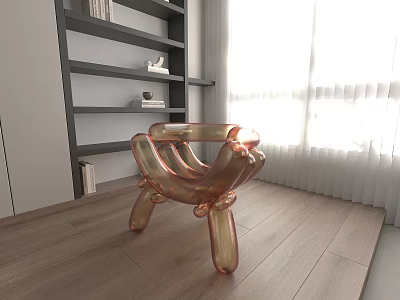 Unique Shape Sofa With Balloon Design And Copper Metallic Finish In Modern Living Room 3d model