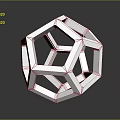 White Geometric Polyhedron Wireframe 3D Structure On Dark Background With Reflection 3d model