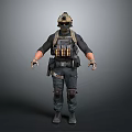 Tactical Character 3D Model With Military Gear Helmet Vest And Knee Pads
