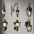 Vintage Design Wall Lamps With Brass Finish Ornate Carvings And Illuminated Lantern Shades
