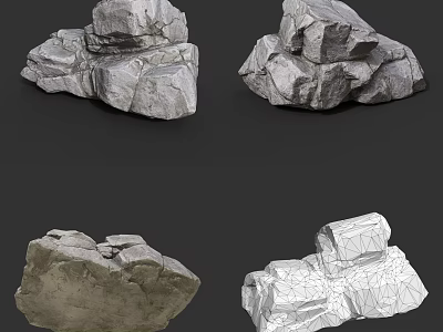 Natural Stone Pieces With Different Shapes And Textures For Decorative Use 3d model