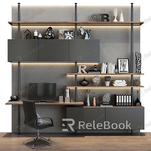 Desk Bookcase Bookshelf Office Corner Rack model